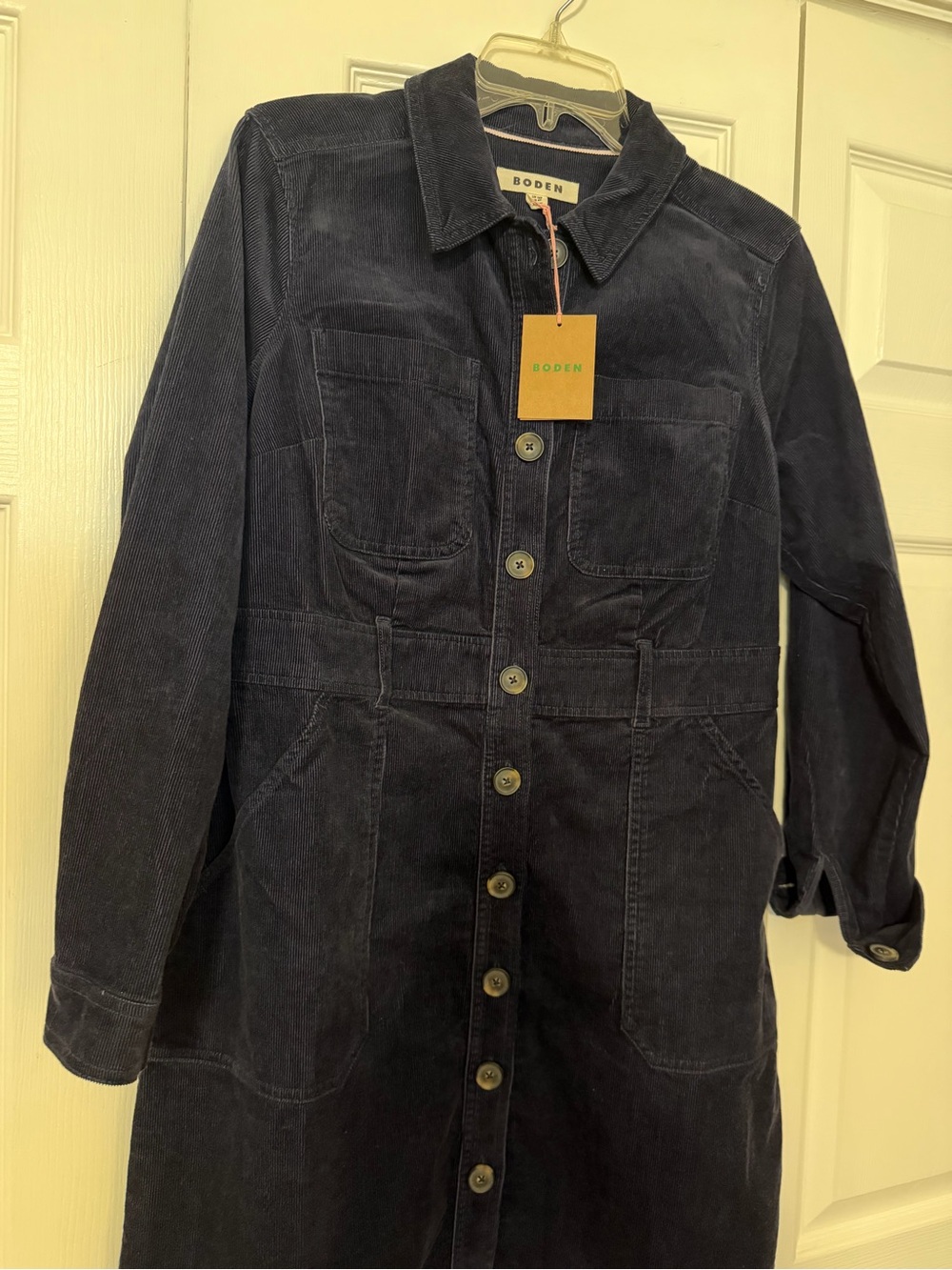 Boden Amanda Cord Short Dress-Navy Corduroy
